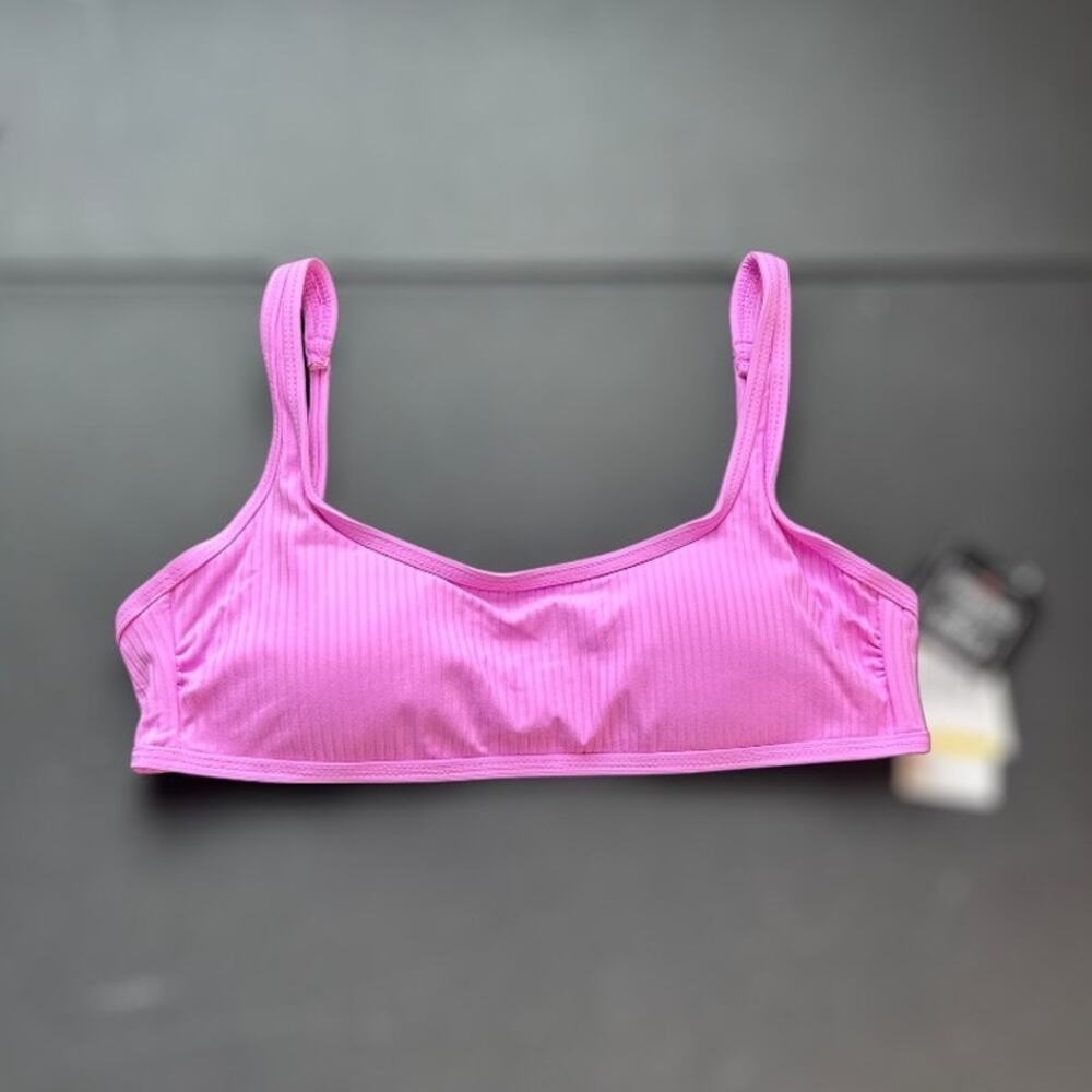 California Waves Rib Swim Bikini Top Orchid Pink Size Medium NWT